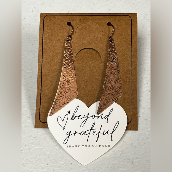 Handcrafted Hammered Copper Pierced Earrings - Picture 6 of 6